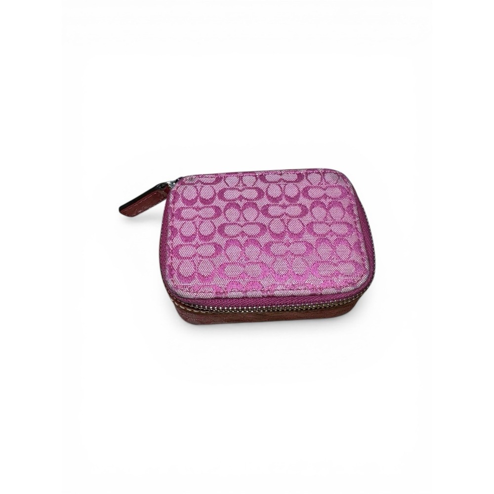 Y2k COACH Pink Triple Pill Case Signature Mini C Jewelry Travel Box Barbiecore